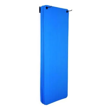 "Elina Pilates Adjustable Wall Mat Hanger – black steel wall-mounted rack with two adjustable arms for organizing exercise mats with eyelets."
