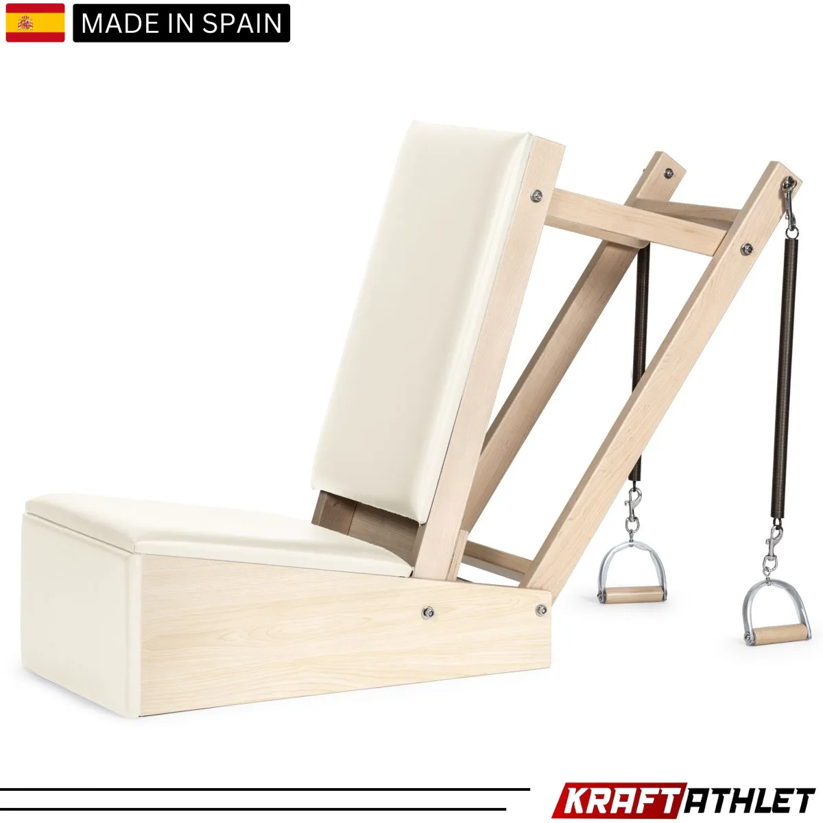 "Elina Pilates Baby Chair – Sturdy wooden Pilates chair for enhanced stability and workout support."

