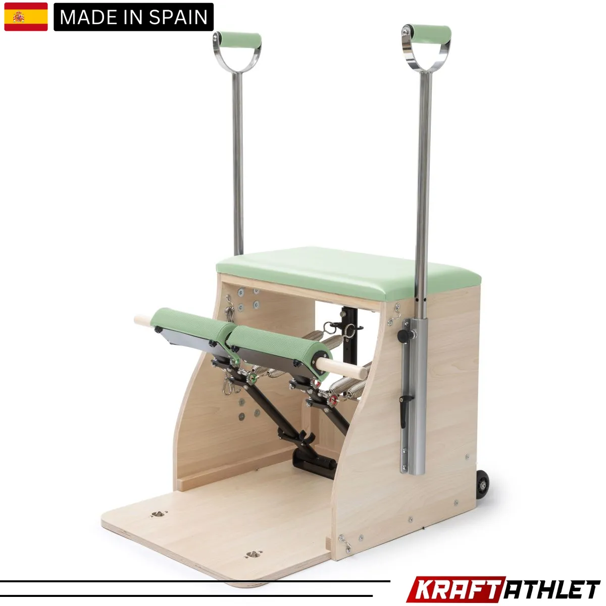 "Elina Pilates Combo Chair Elite with a sturdy wooden base and adjustable resistance, ideal for professional and home Pilates training."

