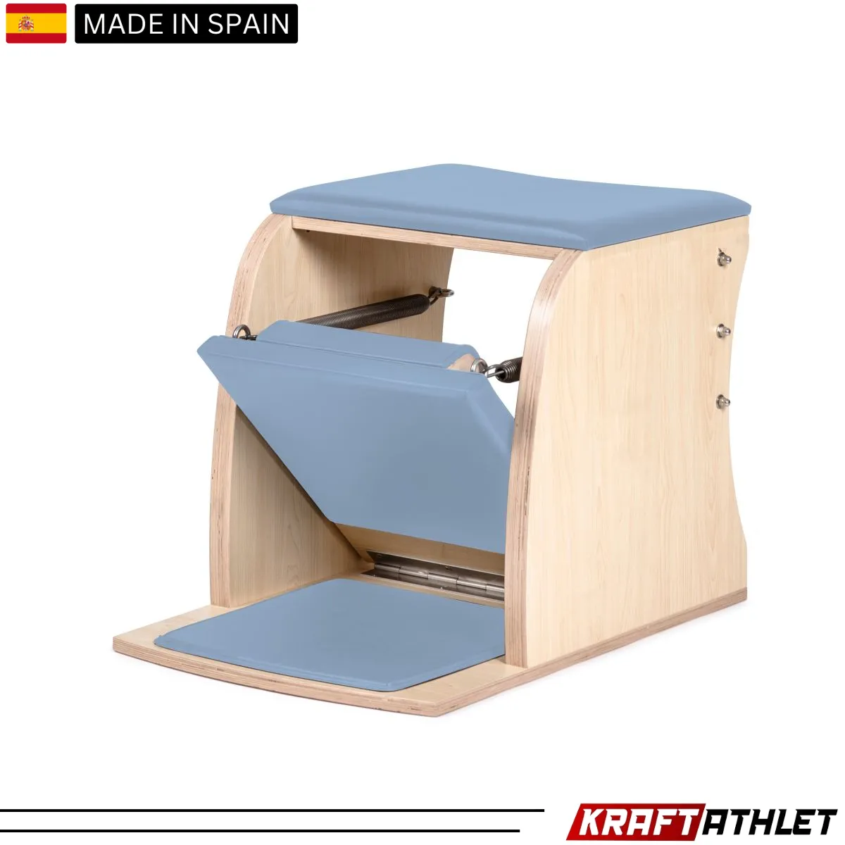 "Elina Pilates Wunda Chair – Compact and ergonomic Pilates chair for core strength and stability training."


