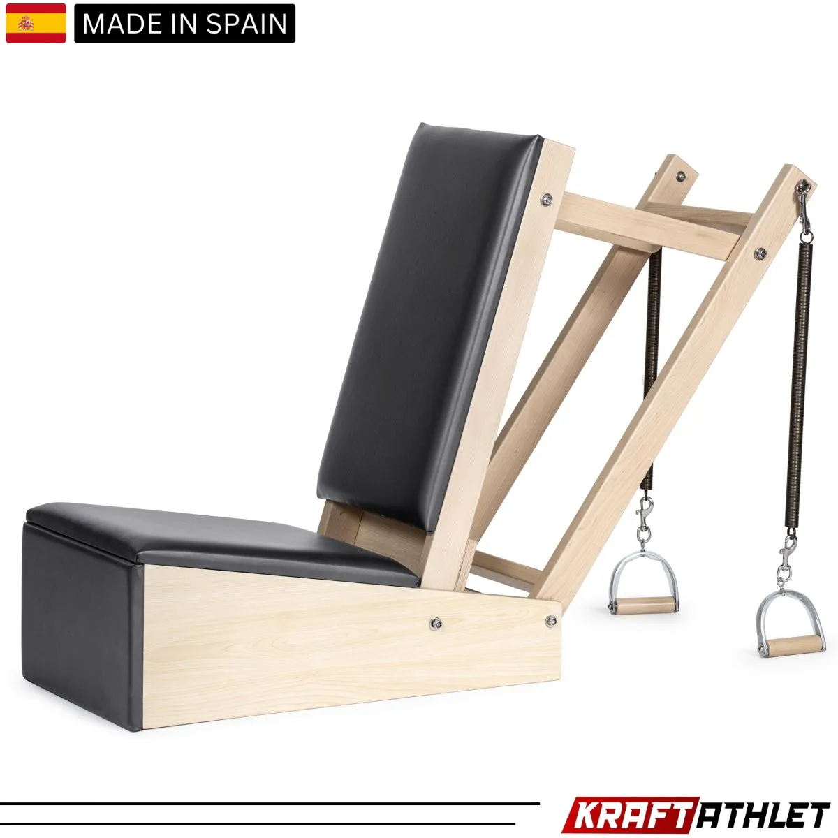 "Elina Pilates Baby Chair – Sturdy wooden Pilates chair for enhanced stability and workout support."

