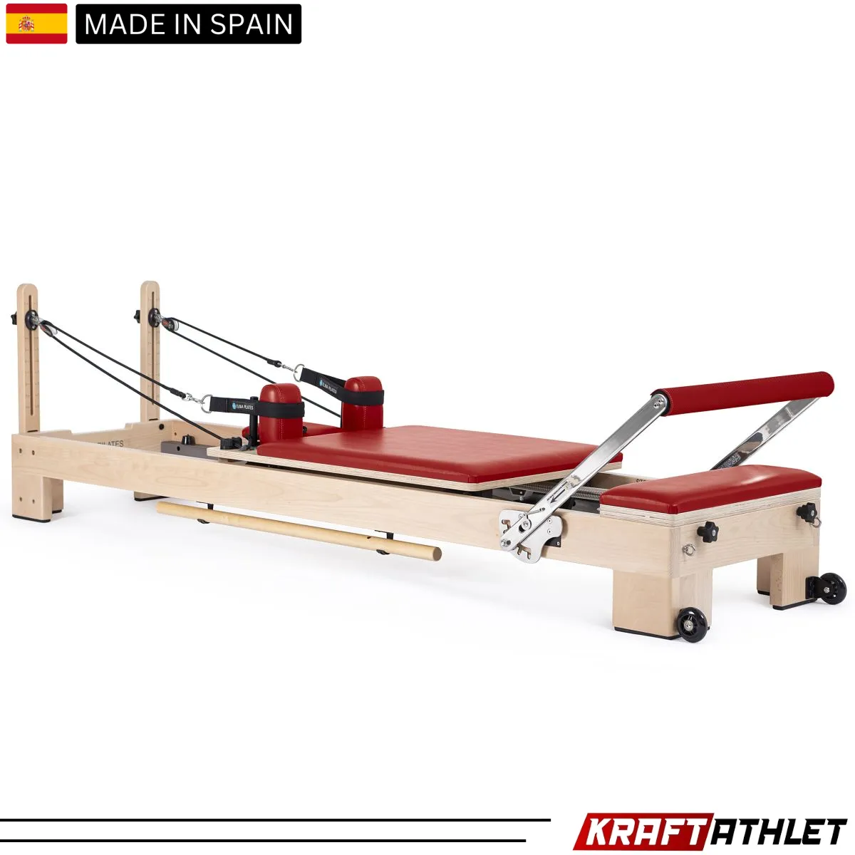 "Elina Pilates Lignum Reformer – Elegant wooden Pilates reformer for strength and flexibility training."

