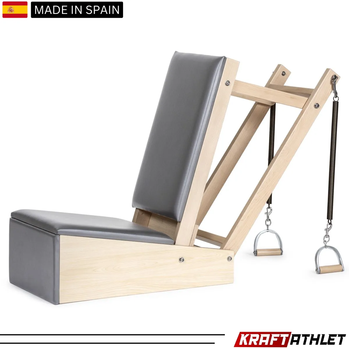 "Elina Pilates Baby Chair – Sturdy wooden Pilates chair for enhanced stability and workout support."

