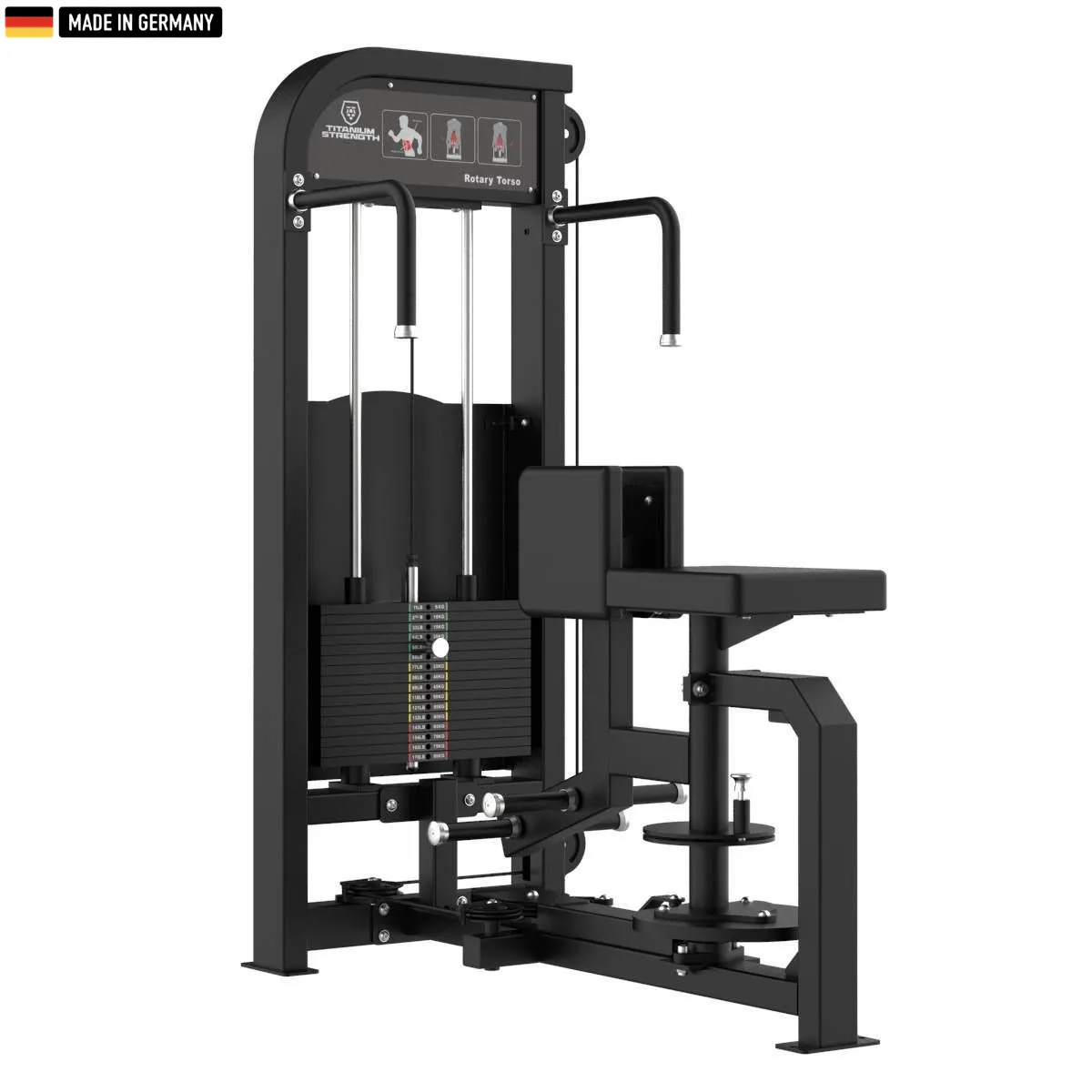 Titanium Strength Selectorized Torso Rotation Machine – Strengthen your obliques with precision resistance.

