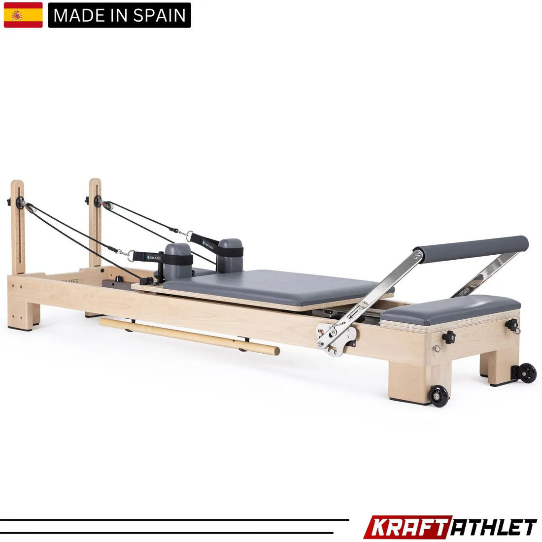 "Elina Pilates Lignum Reformer – Elegant wooden Pilates reformer for strength and flexibility training."

