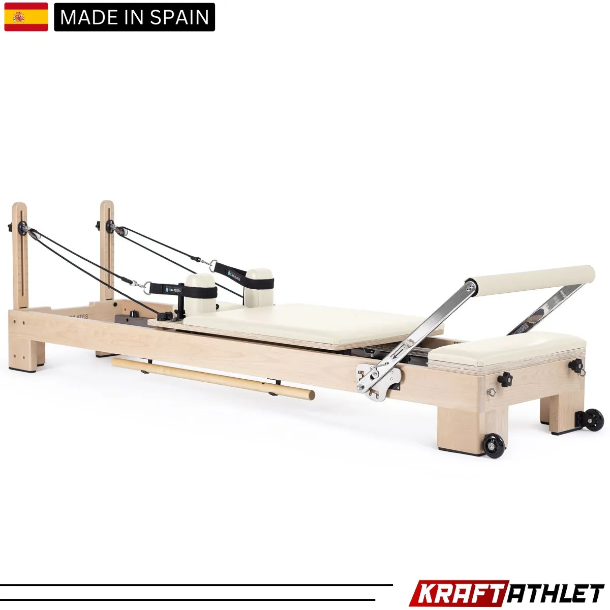 "Elina Pilates Lignum Reformer – Elegant wooden Pilates reformer for strength and flexibility training."

