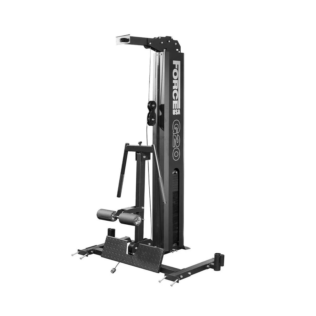 Force USA G20 Lat Pulldown and Low Row Station attached to the G20 All-In-One Trainer.

