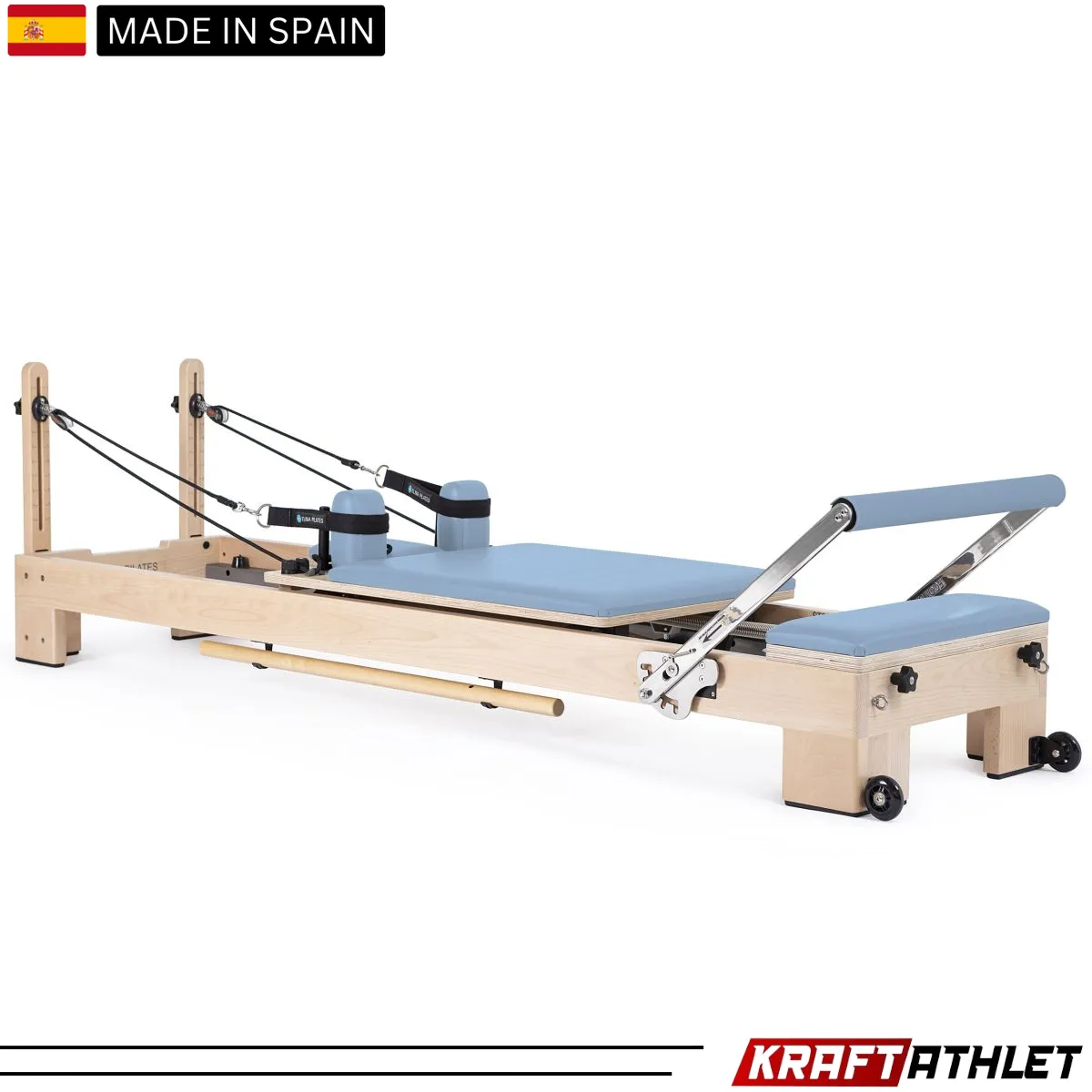 "Elina Pilates Lignum Reformer – Elegant wooden Pilates reformer for strength and flexibility training."

