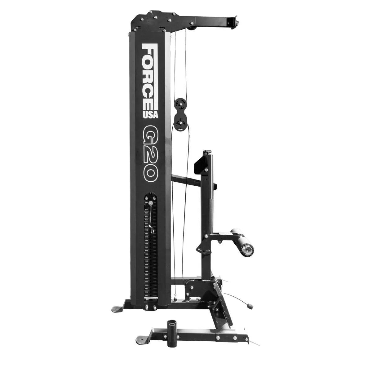 Force USA G20 Lat Pulldown and Low Row Station attached to the G20 All-In-One Trainer.

