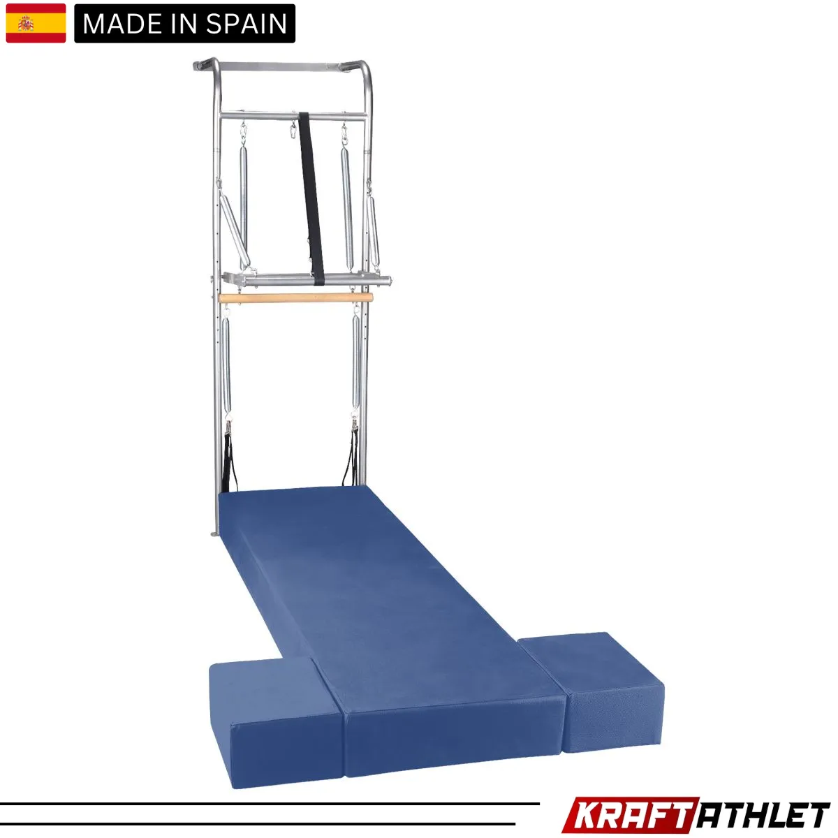 "Elina Pilates Wall Unit, a space-saving solution for professional and home Pilates training, enhancing flexibility and strength."

