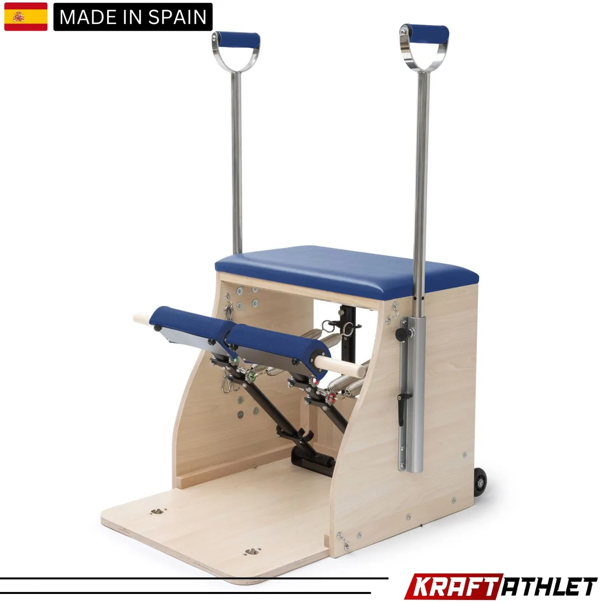 "Elina Pilates Combo Chair Elite with a sturdy wooden base and adjustable resistance, ideal for professional and home Pilates training."

